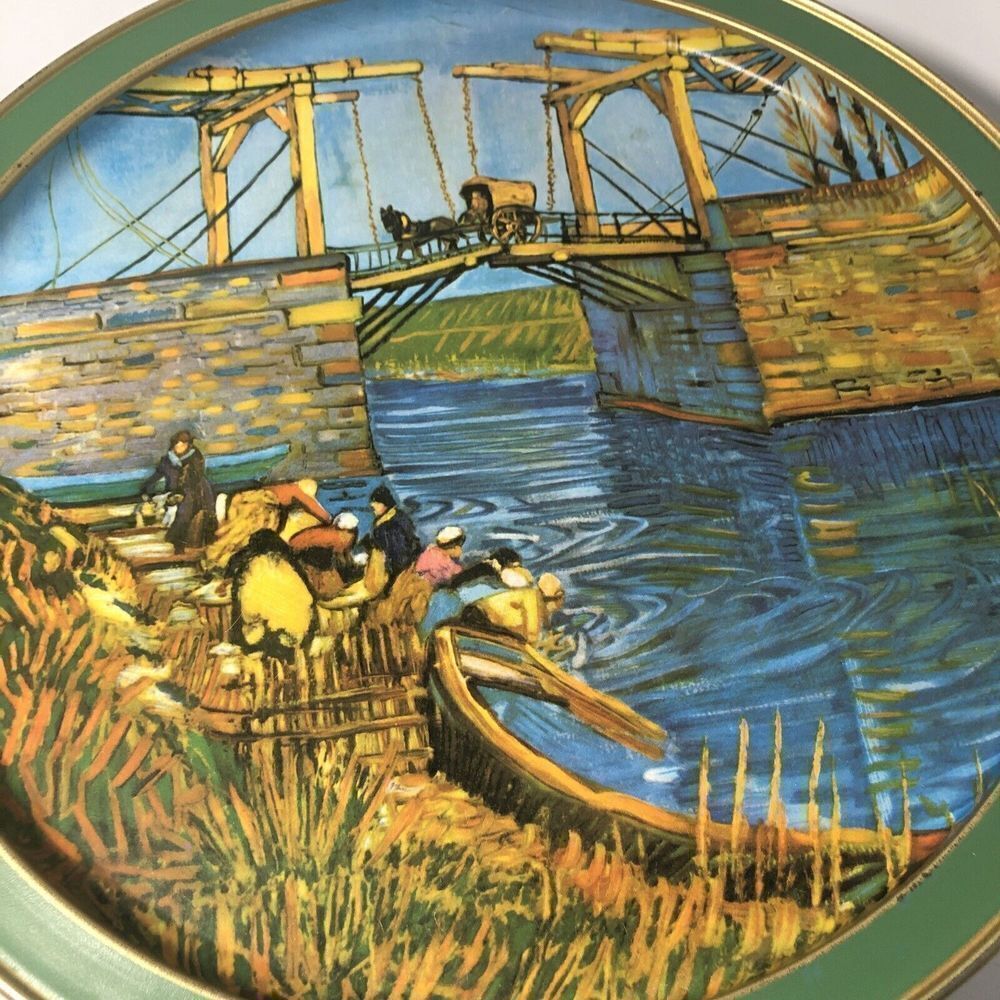 Vincent Van Gogh Landscape the langtois bridge at aries  13x13x4” tin can sunshi